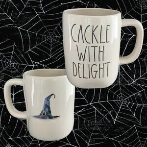 CACKLE WITH DELIGHT Rae Dunn Double-Sided Mug - HALLOWEEN HOLIDAY